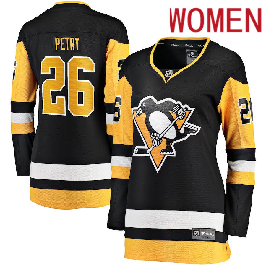 Women Pittsburgh Penguins #26 Jeff Petry Fanatics Branded Black Home Breakaway Player NHL Jersey